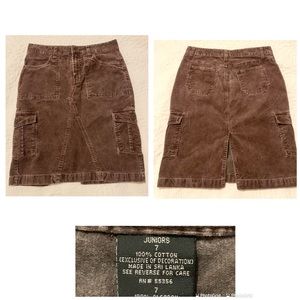 Junior Size 7 Corduroy Denim Skirt Dark Brown